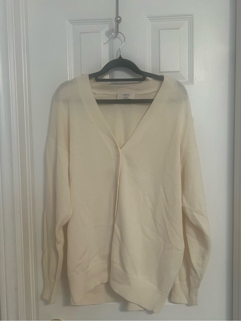Aritzia Wilfred Oversized V Neck Wool Cotton Blend Cardigan
